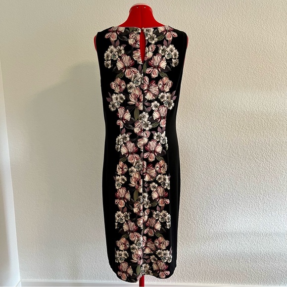 White House Black Market Floral Midi Dress - Black and Pink - Picture 3 of 13